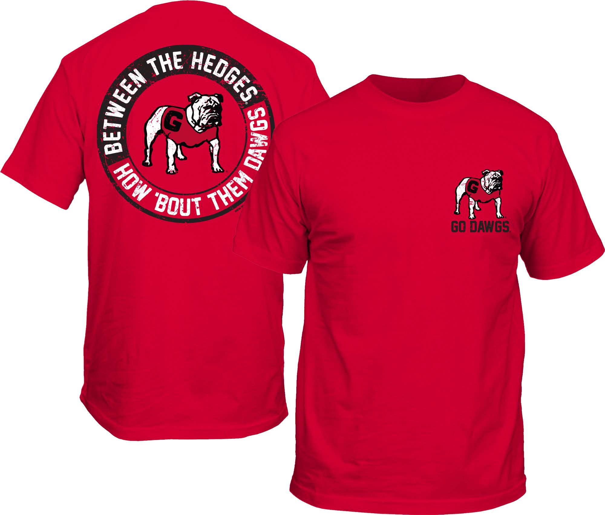 New World Graphics Men's Georgia Bulldogs Red Football Between the Hedges T-Shirt product image