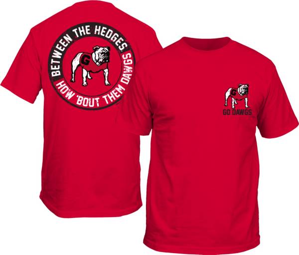 New World Graphics Men's Georgia Bulldogs Red Football Between the ...