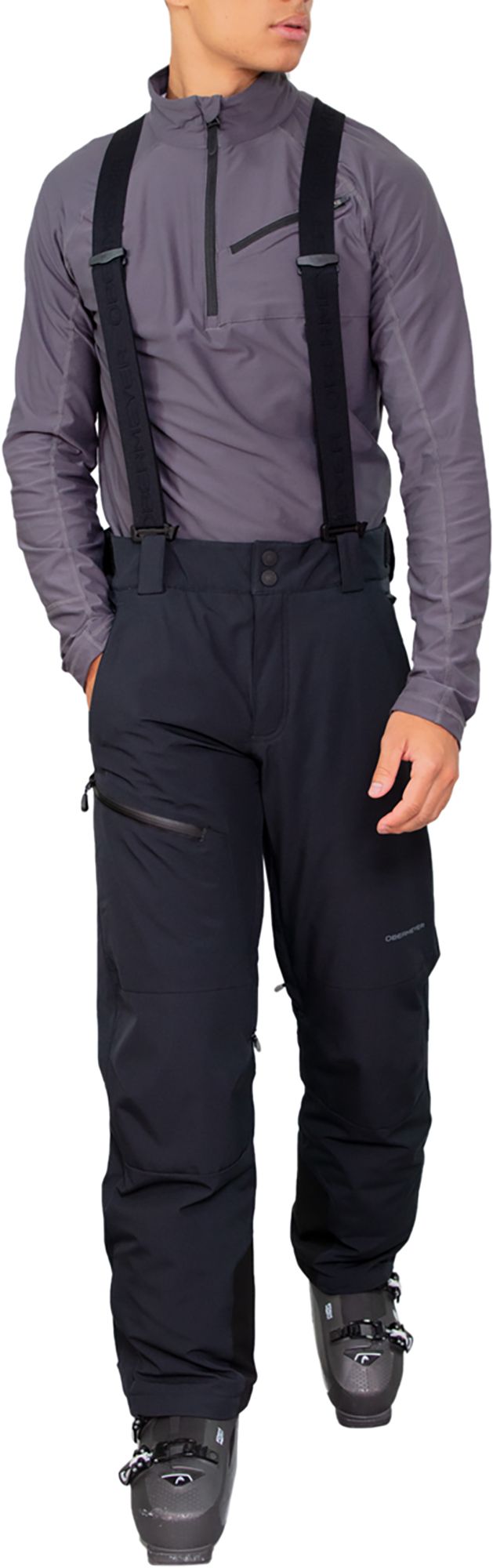 Solid Slant Pocket Belted Suspender Pants