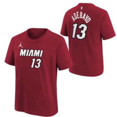 sorry, Jordan Youth Miami Heat Bam Adebayo #13 Red T-Shirt is currently out of stock