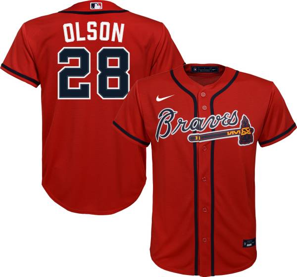 Nike Youth Atlanta Braves Matt Olson #28 Red Cool Base Alternate Jersey product image
