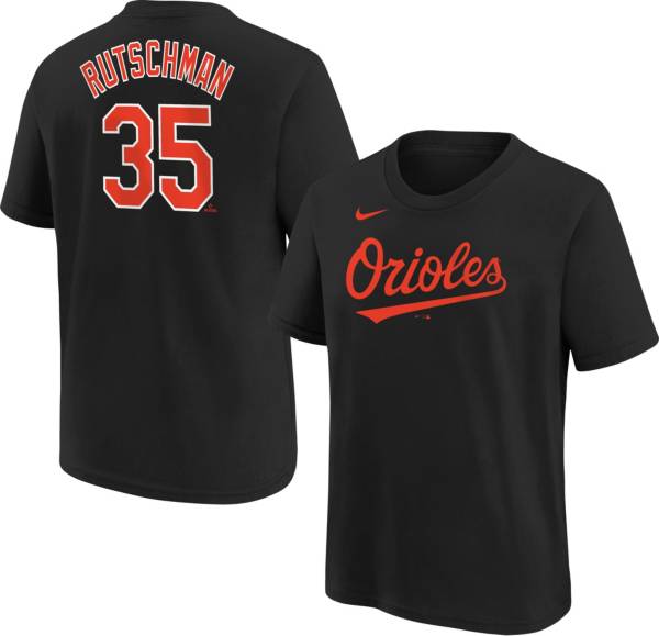 MLB Team Apparel Youth Baltimore Orioles Adley Rutschman 35 Black T Shirt