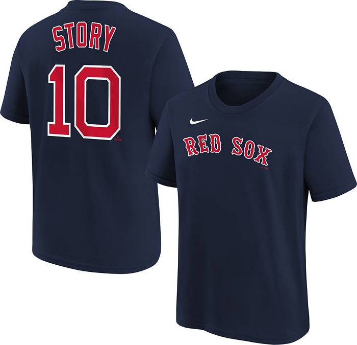 Nike Men's Boston Red Sox Trevor Story #10 T-Shirt - Navy - S (Small)