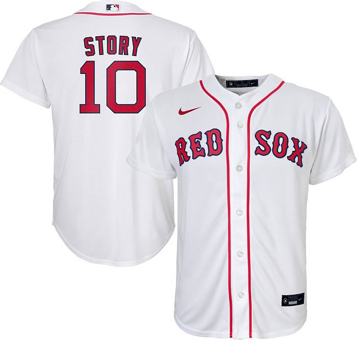Nike MLB Team Apparel Youth Boston Red Sox Trevor Story #10 Cool Base Jersey - White - S (Small)