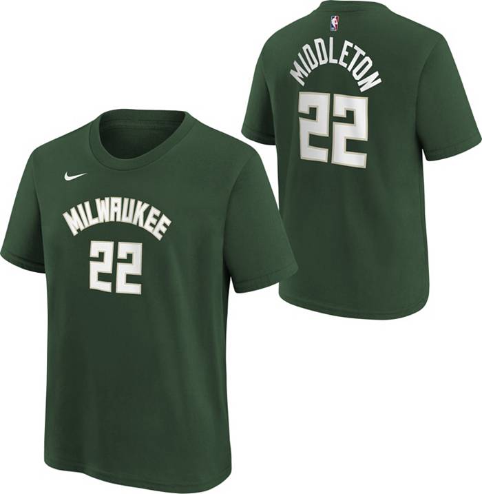 Nike Men's Milwaukee Bucks Khris Middleton #22 T-Shirt, XL, Green
