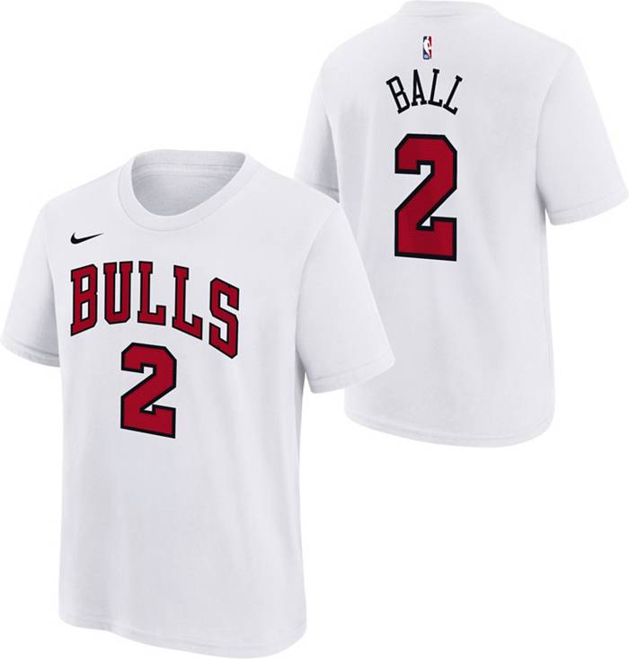 Nike Youth Chicago Bulls Lonzo Ball #2 White T-Shirt, Boys', XL