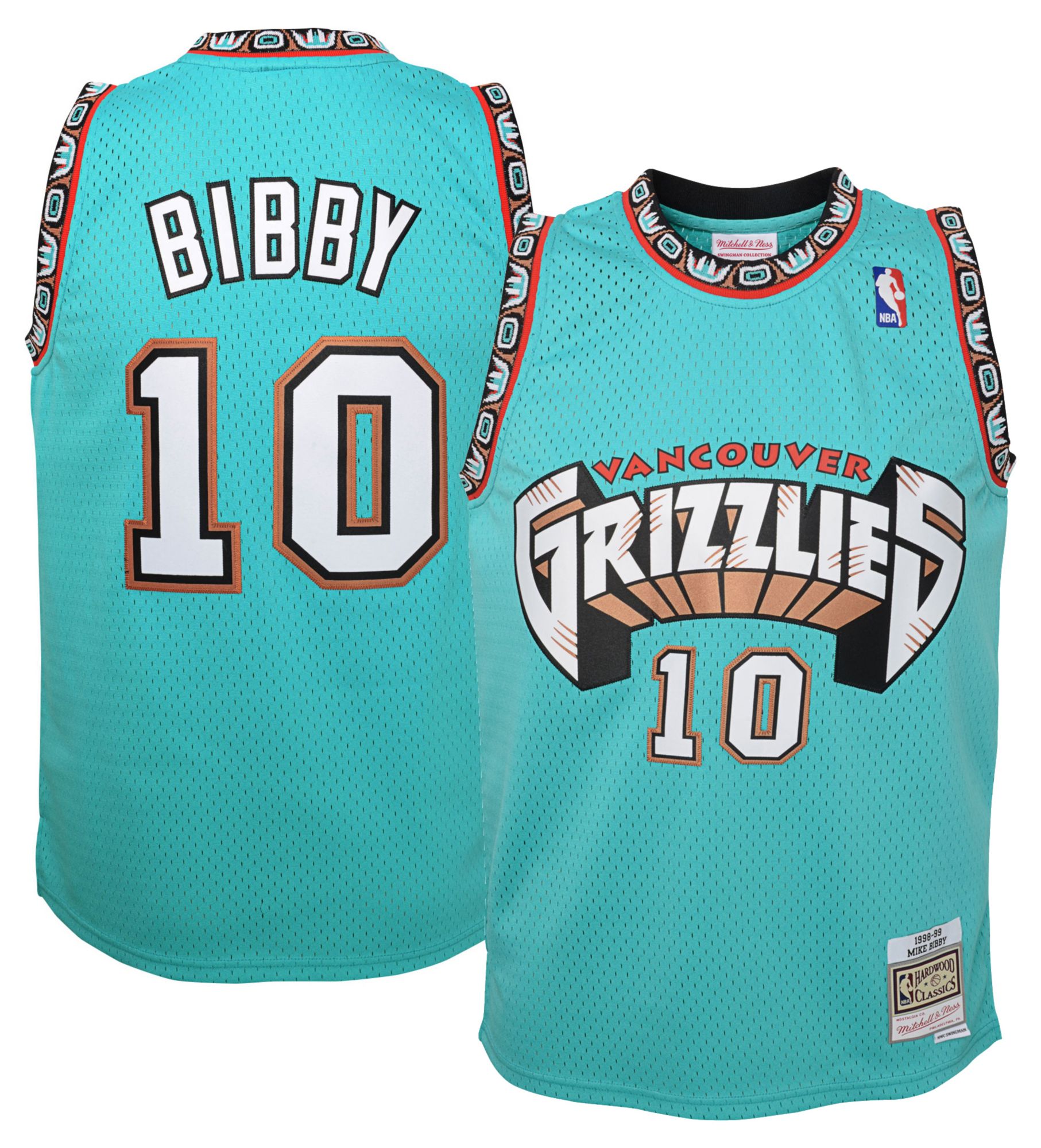 Mitchell & Ness Youth 1998 Memphis Grizzlies Mike Bibby #10 Blue Hardwood Classics Swingman Jersey product image