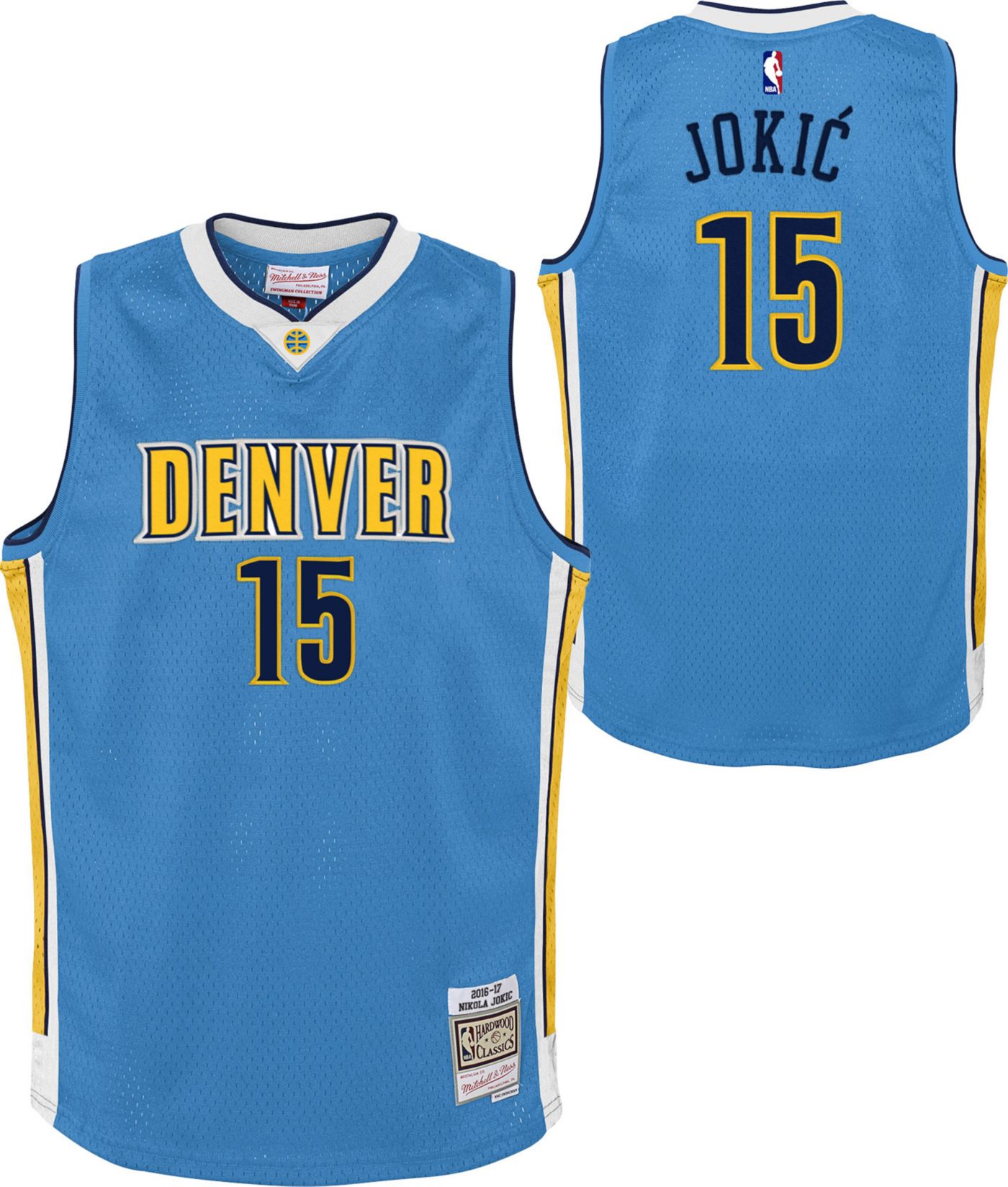 Mitchell Ness Youth 2016 Denver Nuggets Nikola Jokic 15 Blue Hardwood Classics Swingman Jersey Large