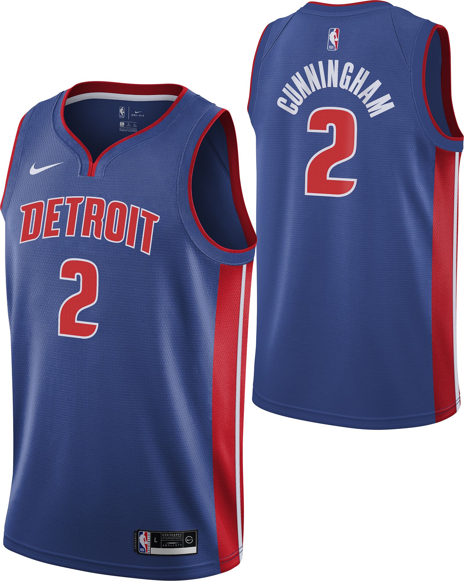 Nike Youth Detroit Pistons Cade Cunningham #2 Blue Dri-FIT Swingman Jersey