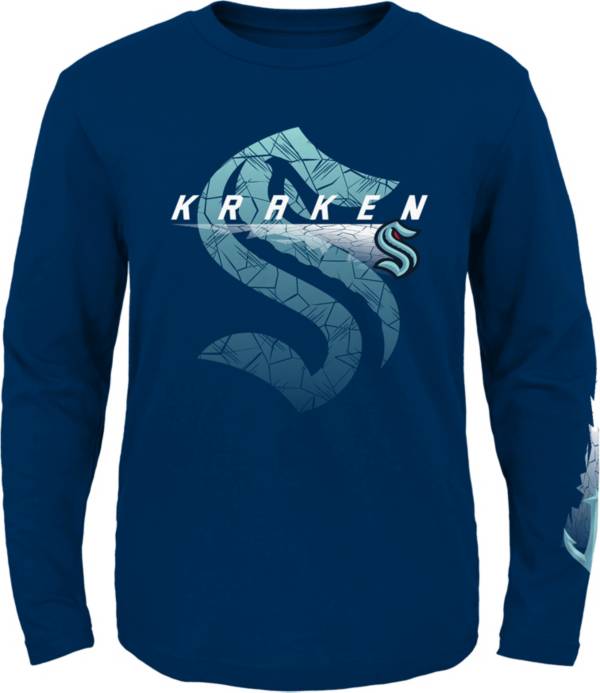 NHL Youth Seattle Kraken Navy Corked Ice Long Sleeve T-Shirt product image