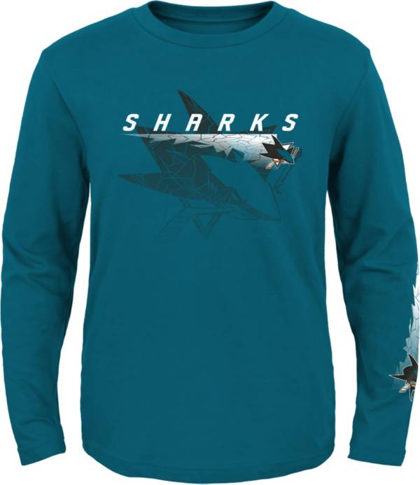 NHL Youth San Jose Sharks Blue Corked Ice Long Sleeve T-Shirt product image