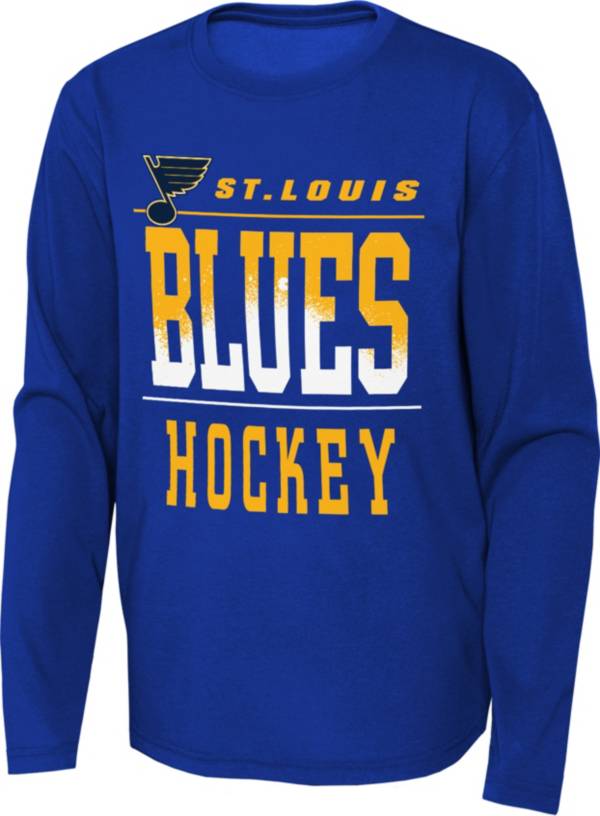 Outerstuff St Louis Blues Youth Blue Barnburner Long Sleeve T-Shirt, Blue, Cotton/Poly Blend, Size L, Rally House