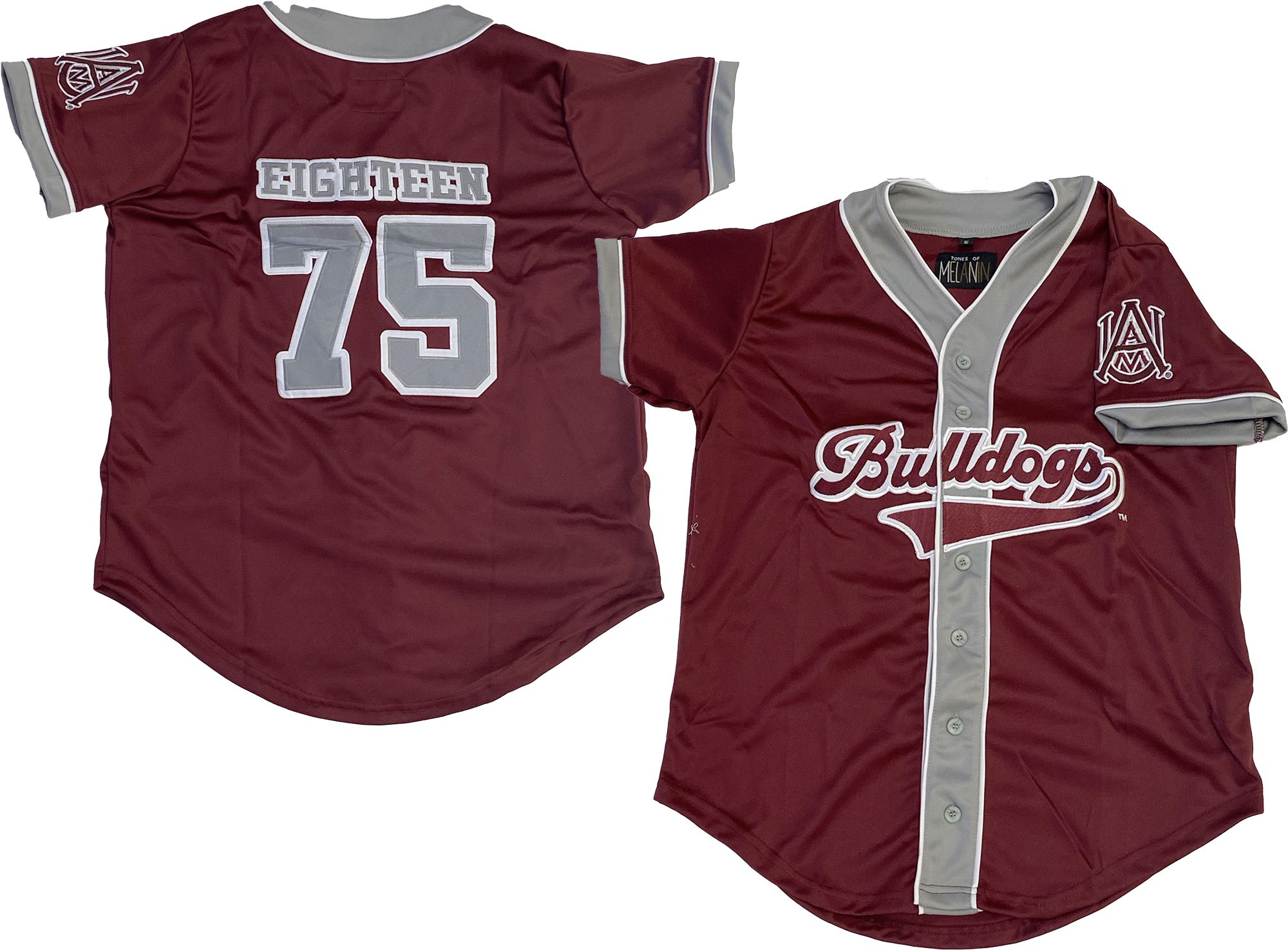 Tones of Melanin Alabama A&M Bulldogs Maroon Baseball Jersey, Men's, Large, Red