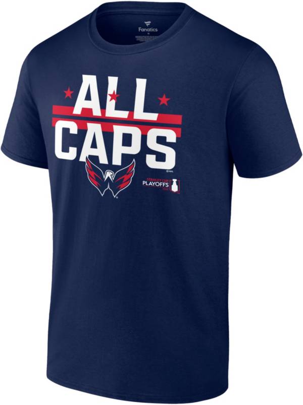 Men's Fanatics Branded Navy Washington Capitals 2022 Stanley Cup Playoffs  Slogan T-Shirt