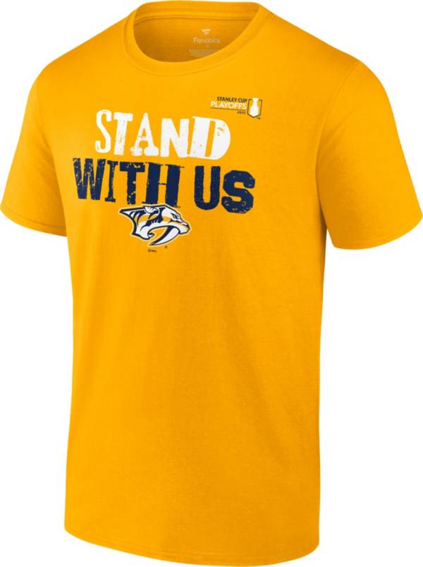 NHL 2022 Stanley Cup Playoffs Nashville Predators Slogan Yellow T-Shirt