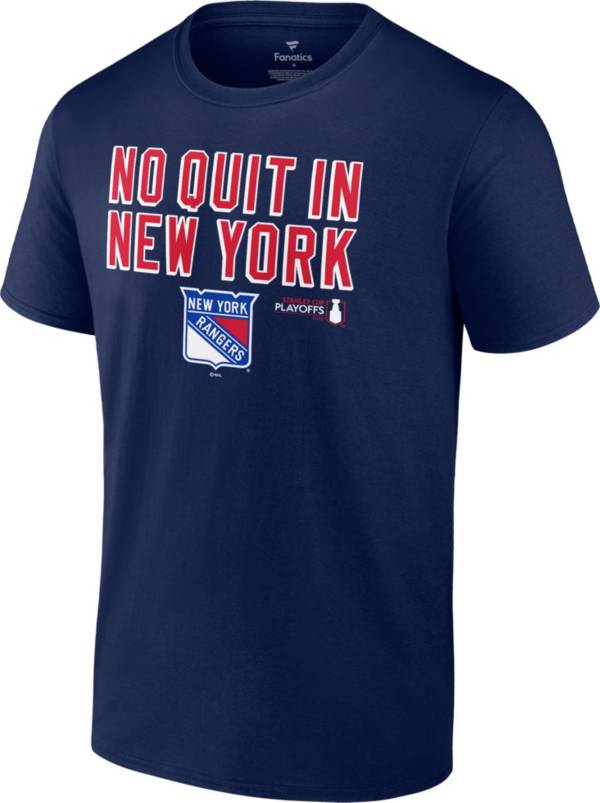 New York Rangers Fanatics Branded 2022 Stanley Cup Playoffs No Quit in New  York T-Shirt 