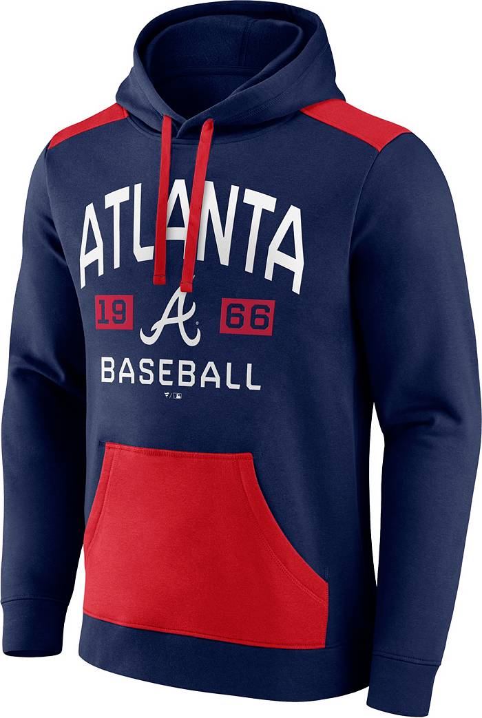MLB Men's Atlanta Braves Navy Colorblock Pullover Hoodie