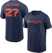 Nike Men's Replica Houston Astros Jose Altuve #27 Grey Cool Base Jersey