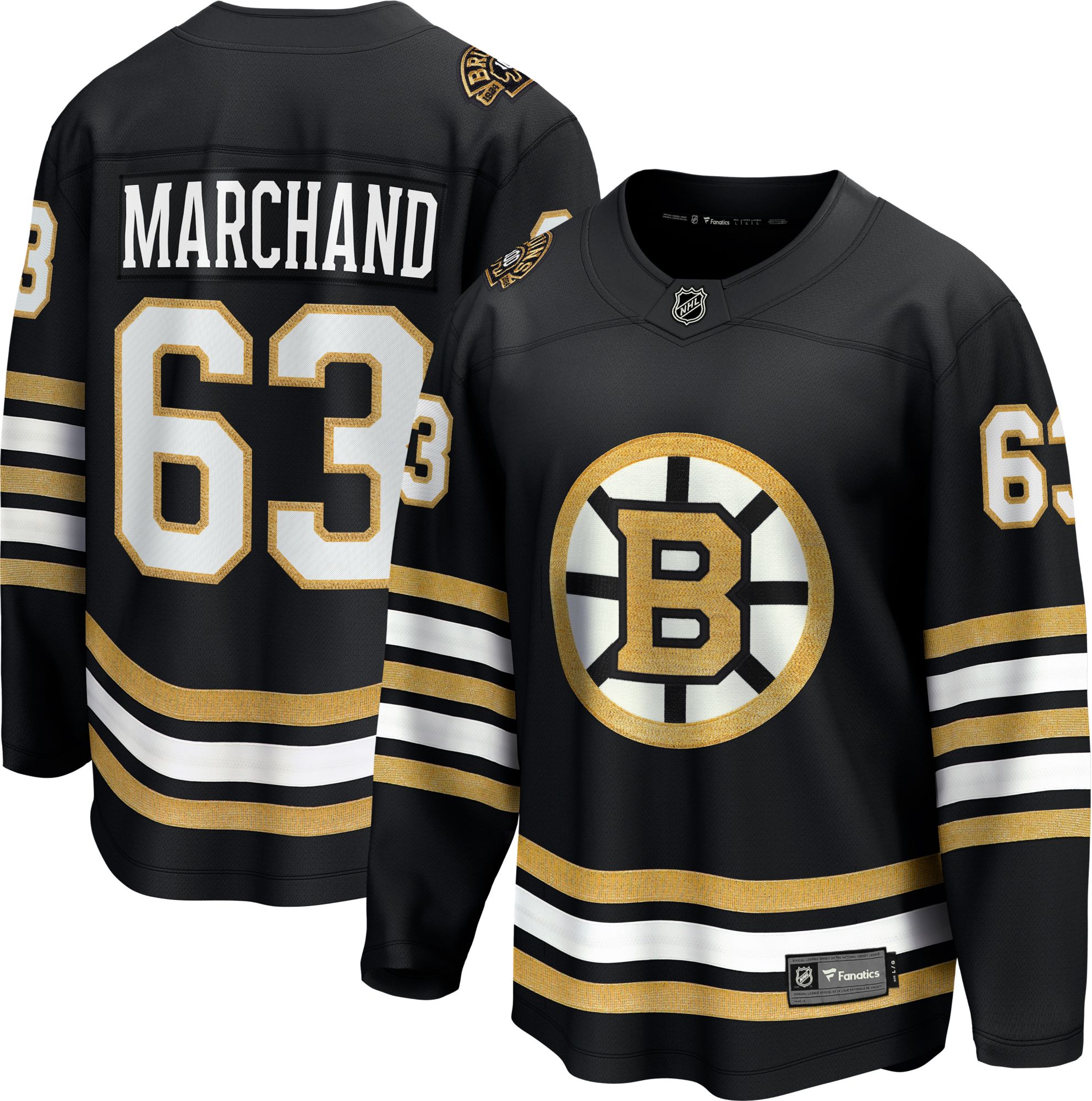 Boston Bruins No63 Brad Marchand Men's 2020 x Crossover Edition Baseball Jersey Black