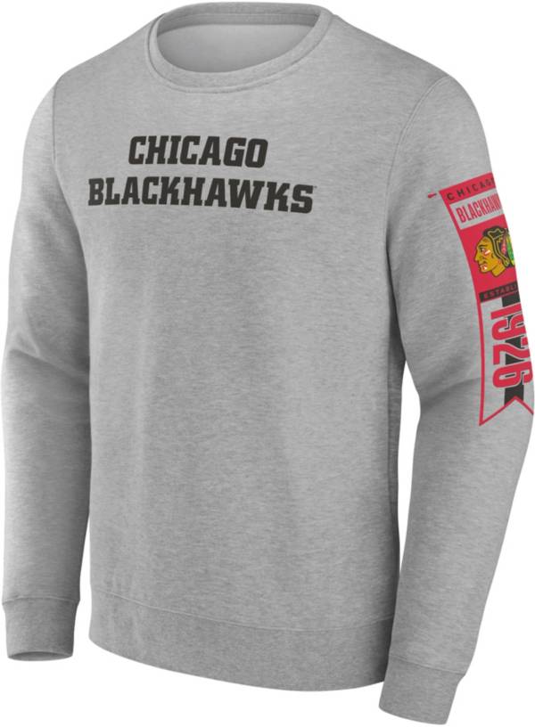 NHL Chicago Blackhawks Back Court Grey Crew Neck Sweatshirt