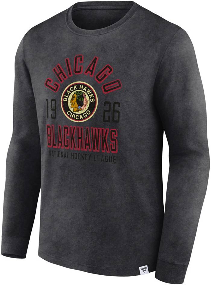 NHL Chicago Blackhawks Vintage Bi-Blend Grey Long Sleeve Shirt