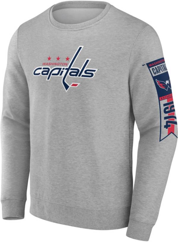 NHL Washington Capitals Back Court Grey Crew Neck Sweatshirt