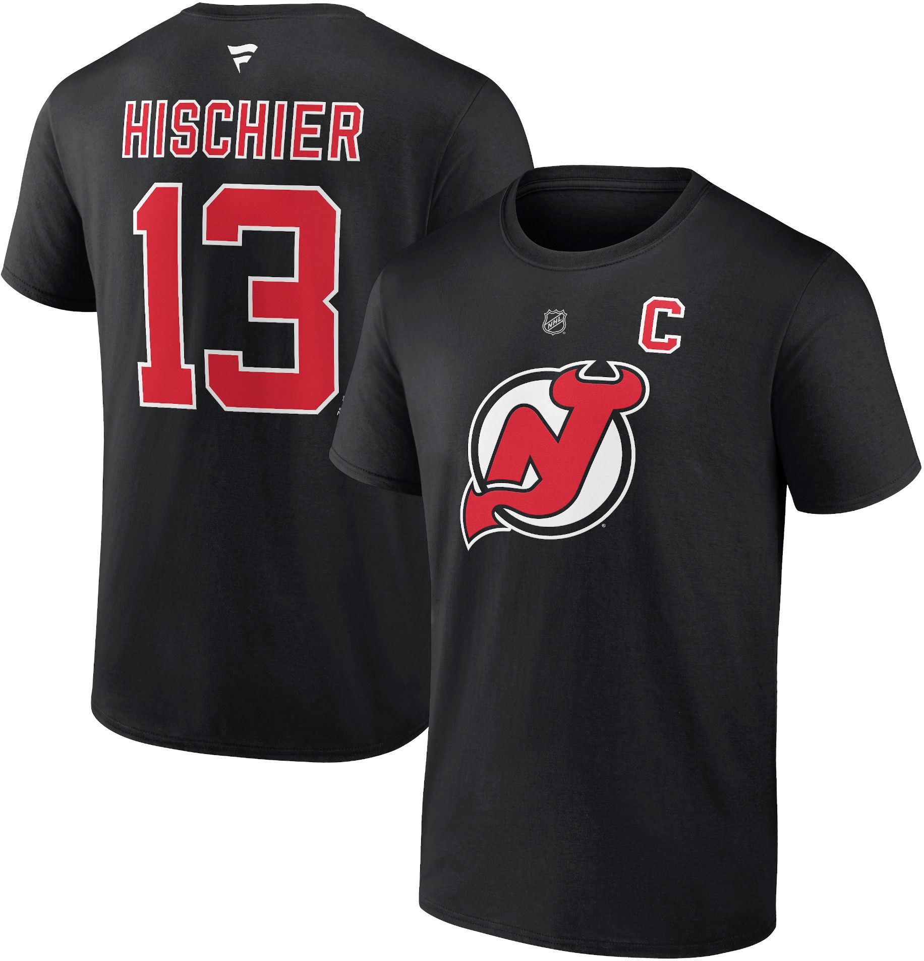 NHL New Jersey Devils Nico Hischier #13 Black T-Shirt