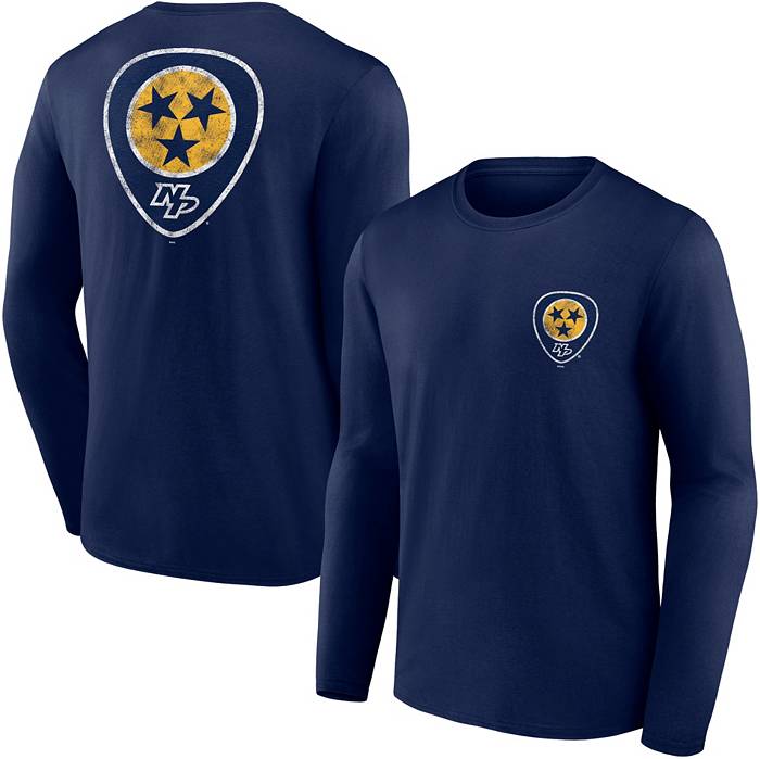 Fanatics NHL Nashville Predators Vintage Bi-Blend Navy Long Sleeve Shirt, Men's, XXL, Blue