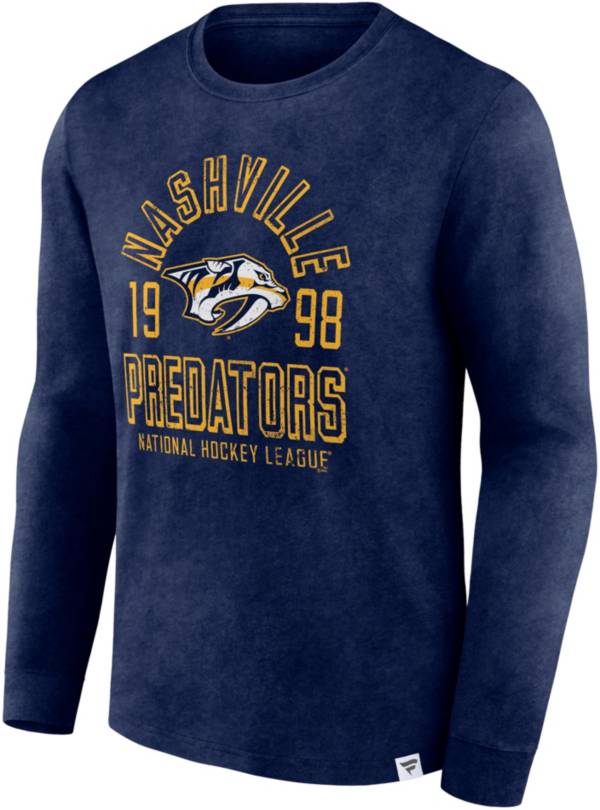 NHL Nashville Predators Vintage Bi Blend Navy Long Sleeve Shirt