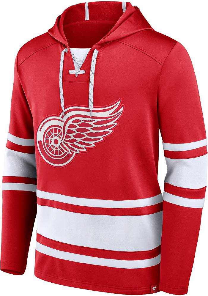 Men's adidas Red Detroit Red Wings Jersey Lace-Up Pullover Hoodie
