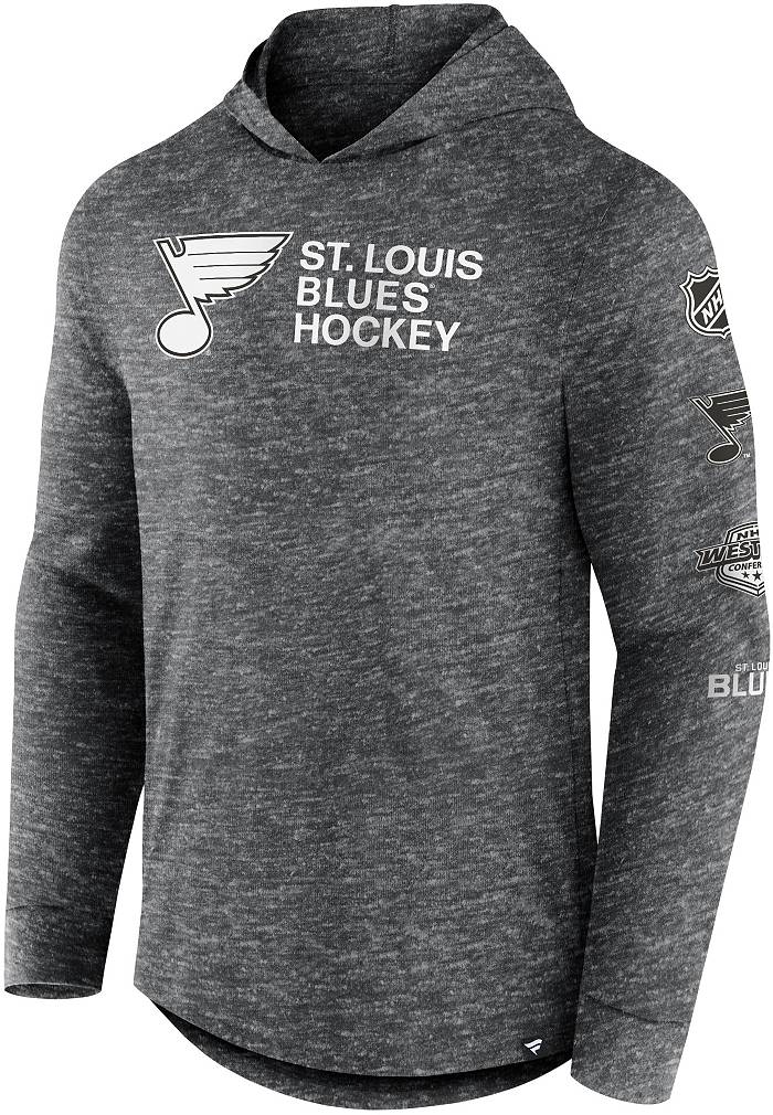 Men's Fanatics Branded Heather Charcoal St. Louis Blues Stacked Long Sleeve Hoodie T-Shirt Size: Medium