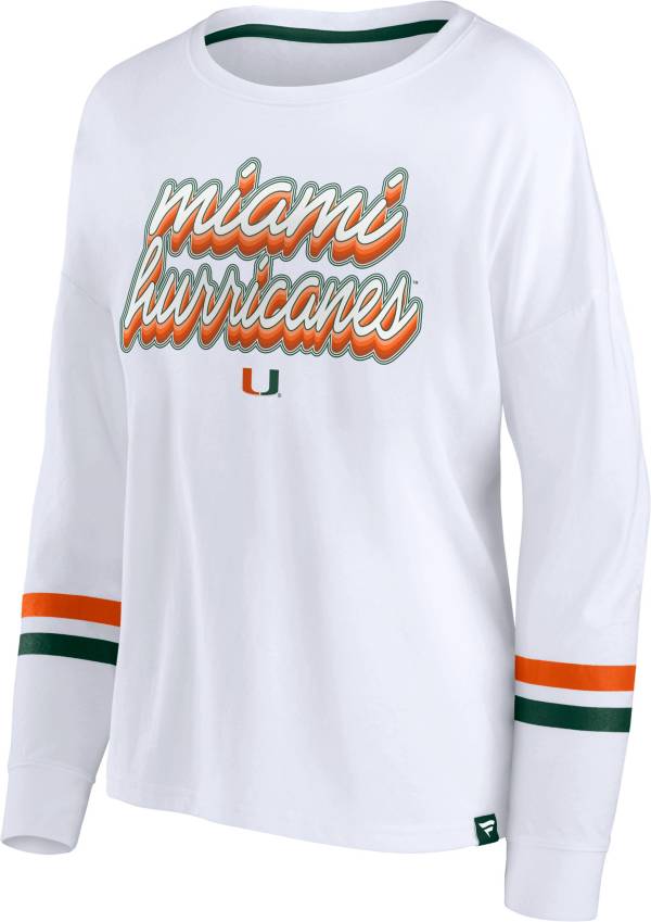 Fanatics Miami Hurricanes Sweater Medium White Long Sleeve Crewneck NCAA  Women