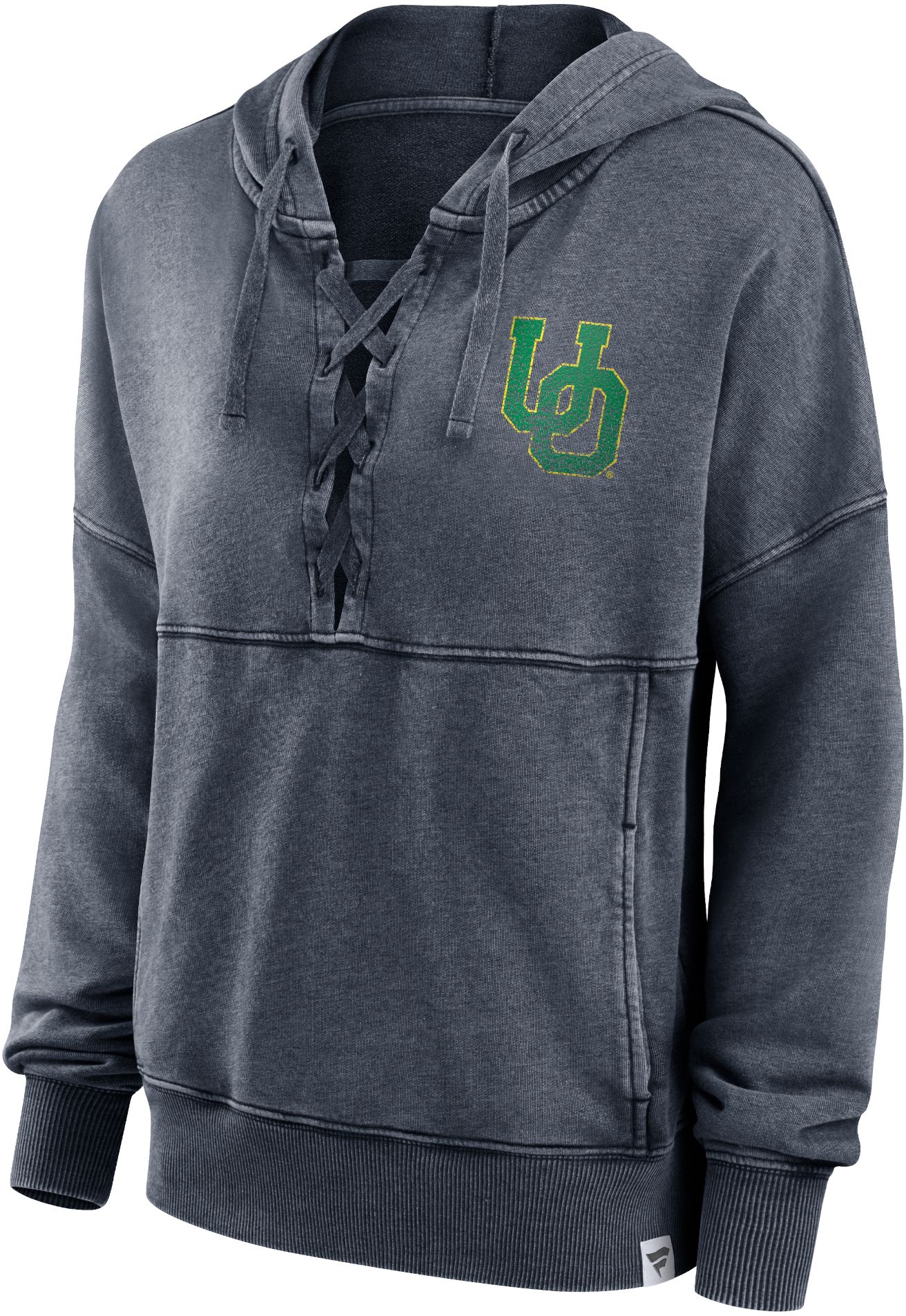 NCAA Women's Oregon Ducks Grey True Classic Acid Wash Lace Up Hoodie product image