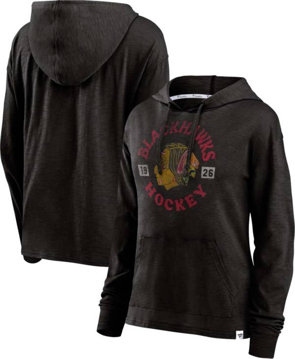 NHL Women's Chicago Blackhawks Vintage Faded Black Waffle Pullover Hoodie product image