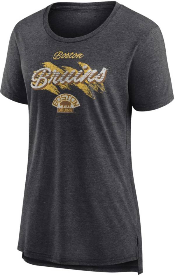 NHL Bruins Boston Grey 3/4 Sleeve Graphic T Shirt Women's Size