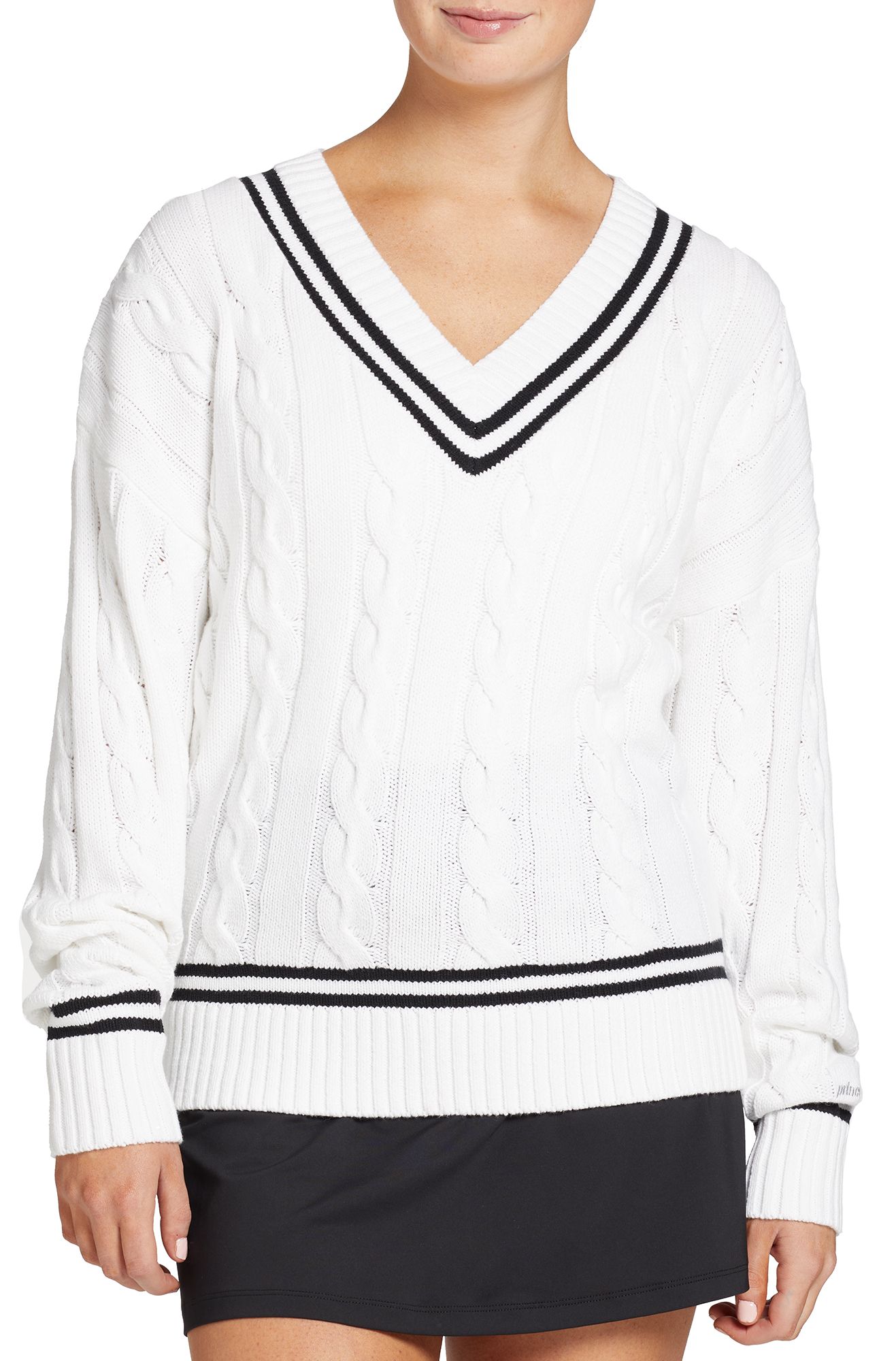 Prince Women's Classic Cable Knit Tennis Sweater