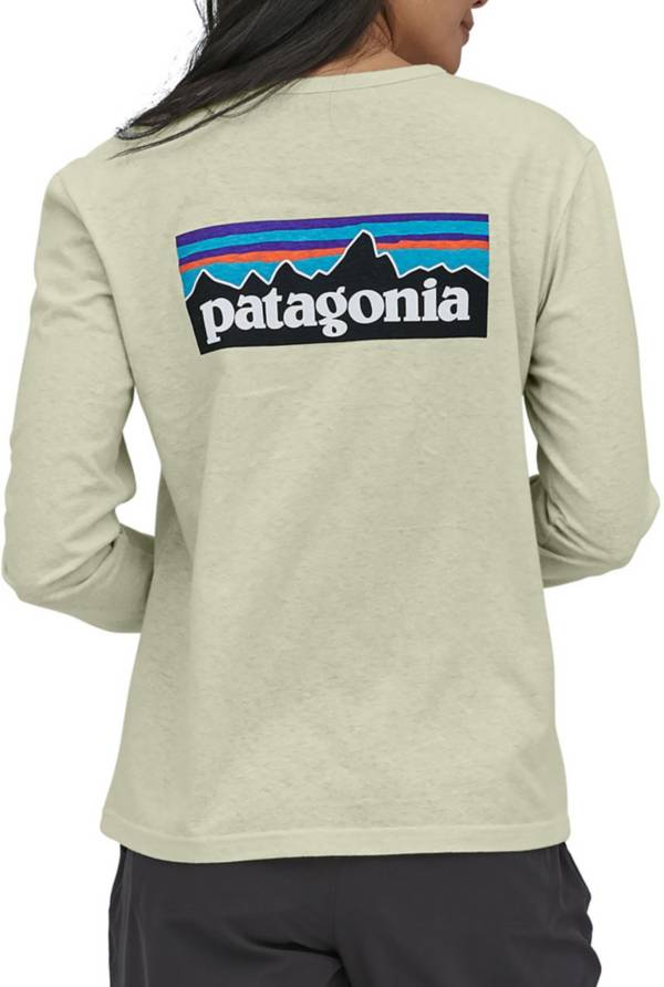 Patagonia women's long sales sleeve logo shirt