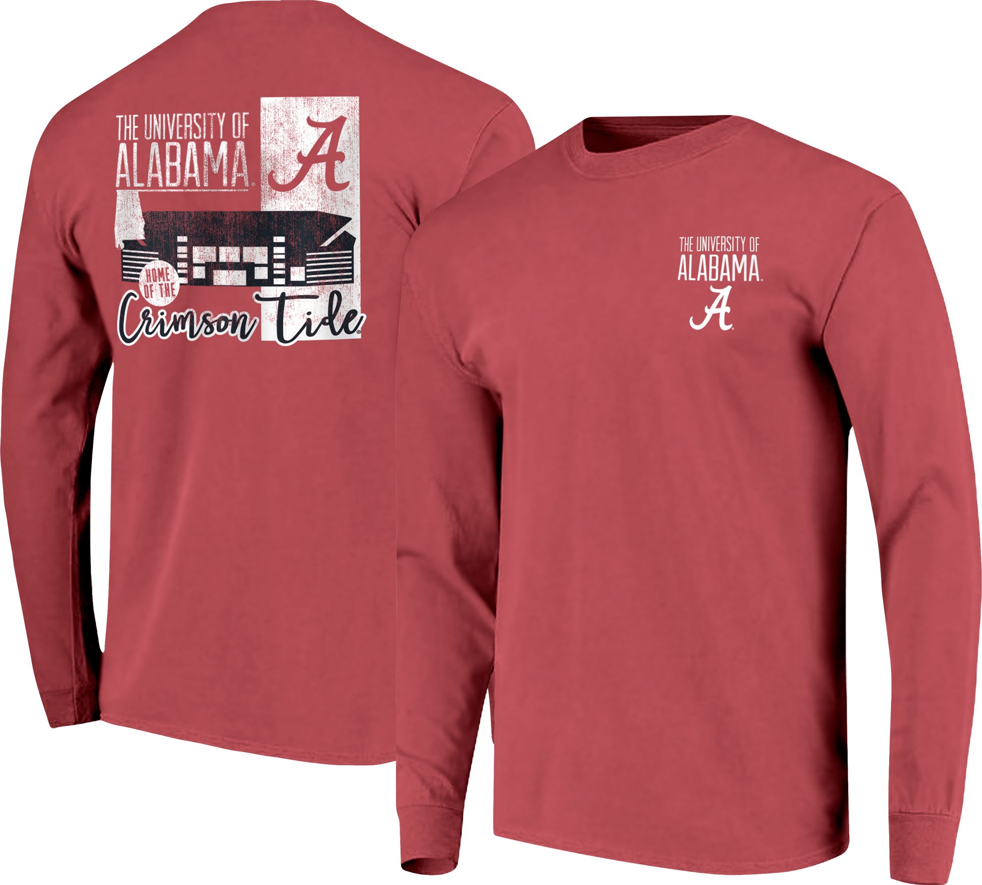 Image One Men's Alabama Crimson Tide Crimson Building Strip Long Sleeve T-Shirt product image