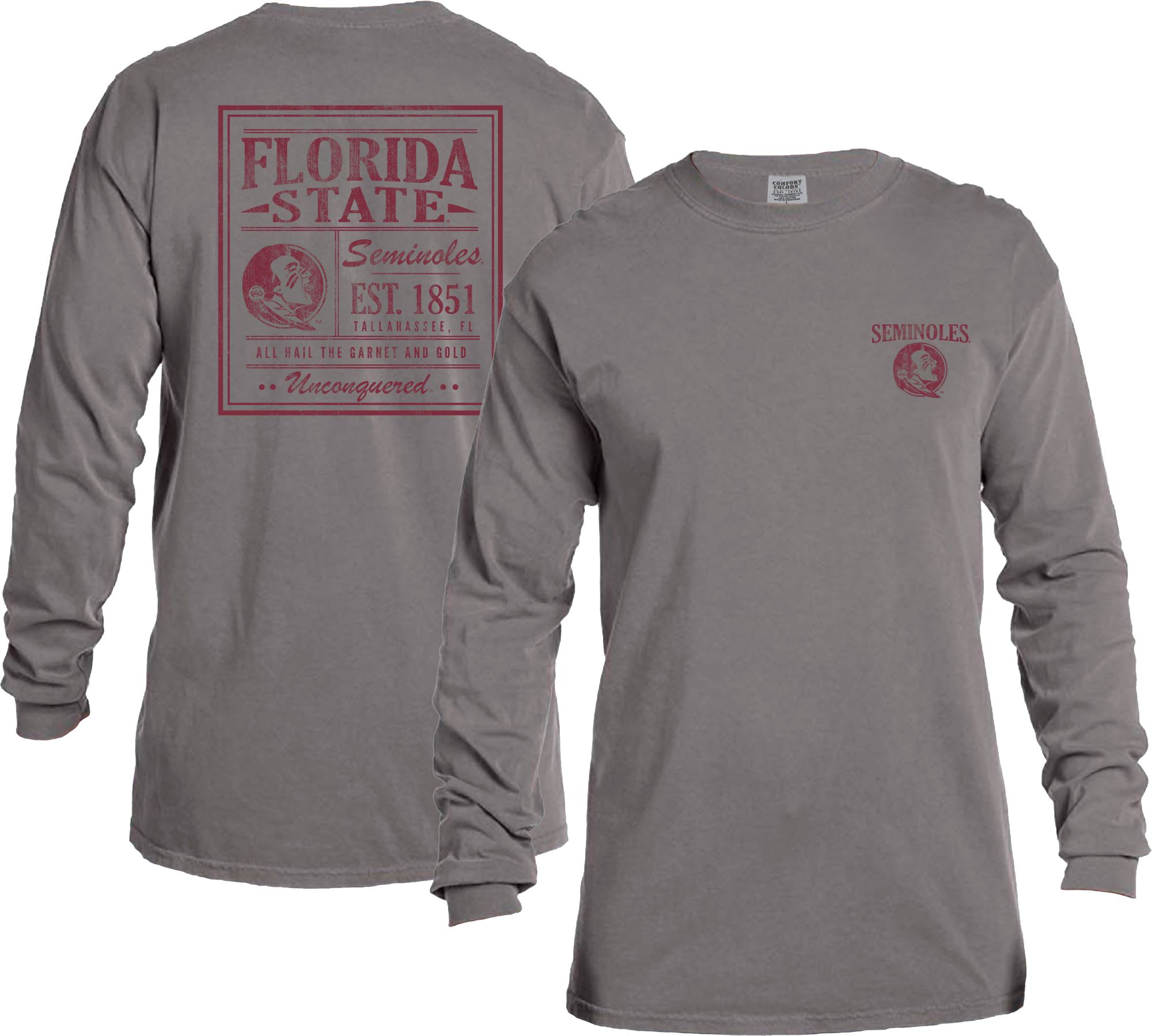 Image One Men's Florida State Seminoles Grey Vintage Poster Long Sleeve T-Shirt