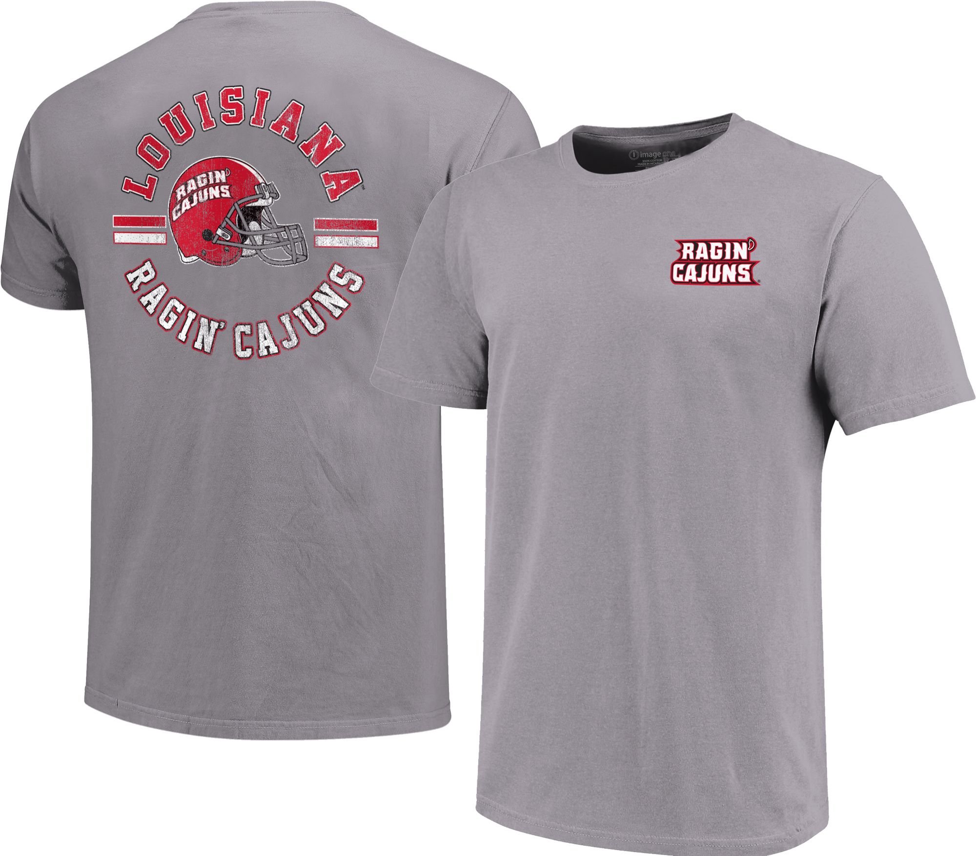 Image One Men's Louisiana-Lafayette Ragin' Cajuns Grey Helmet Arch T-Shirt product image