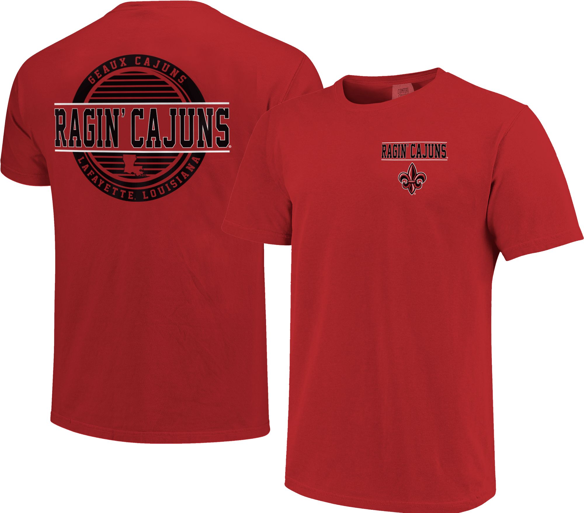 Image One Men's Louisiana-Lafayette Ragin' Cajuns Red Striped Stamp T-Shirt product image