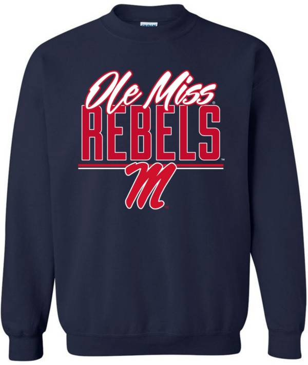 Image One Men's Ole Miss Rebels Blue Script Crew Neck Sweatshirt product image