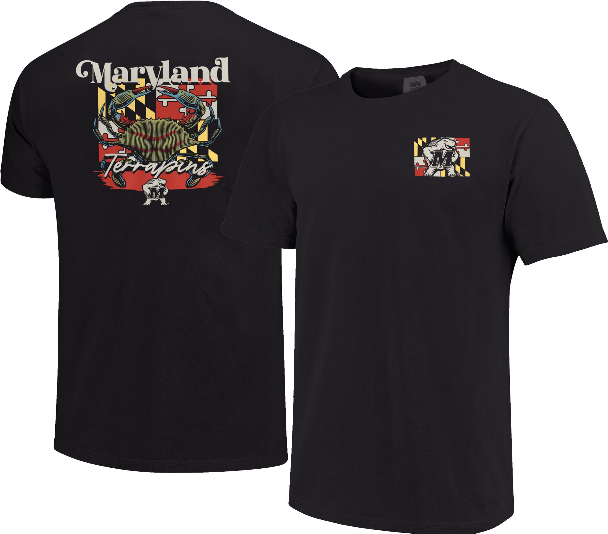 Image One Men's Maryland Terrapins Black Crab State Flag T-Shirt product image