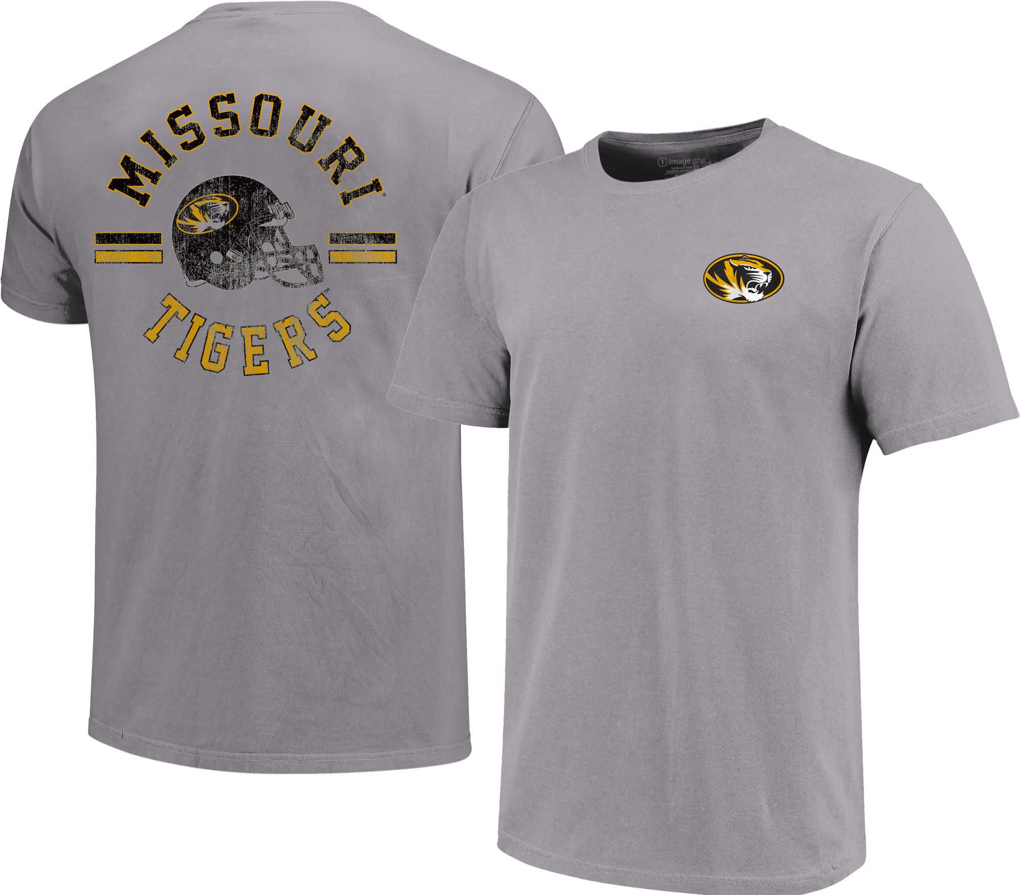 Image One Men's Missouri Tigers Grey Helmet Arch T-Shirt product image