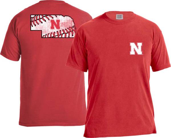 Image One Men's Nebraska Cornhuskers Scarlet Baseball Laces T-Shirt product image