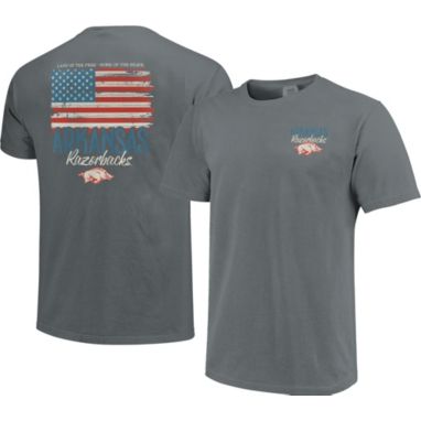 sorry, Image One Men's Arkansas Razorbacks Grey Worn Flag T-Shirt is currently out of stock