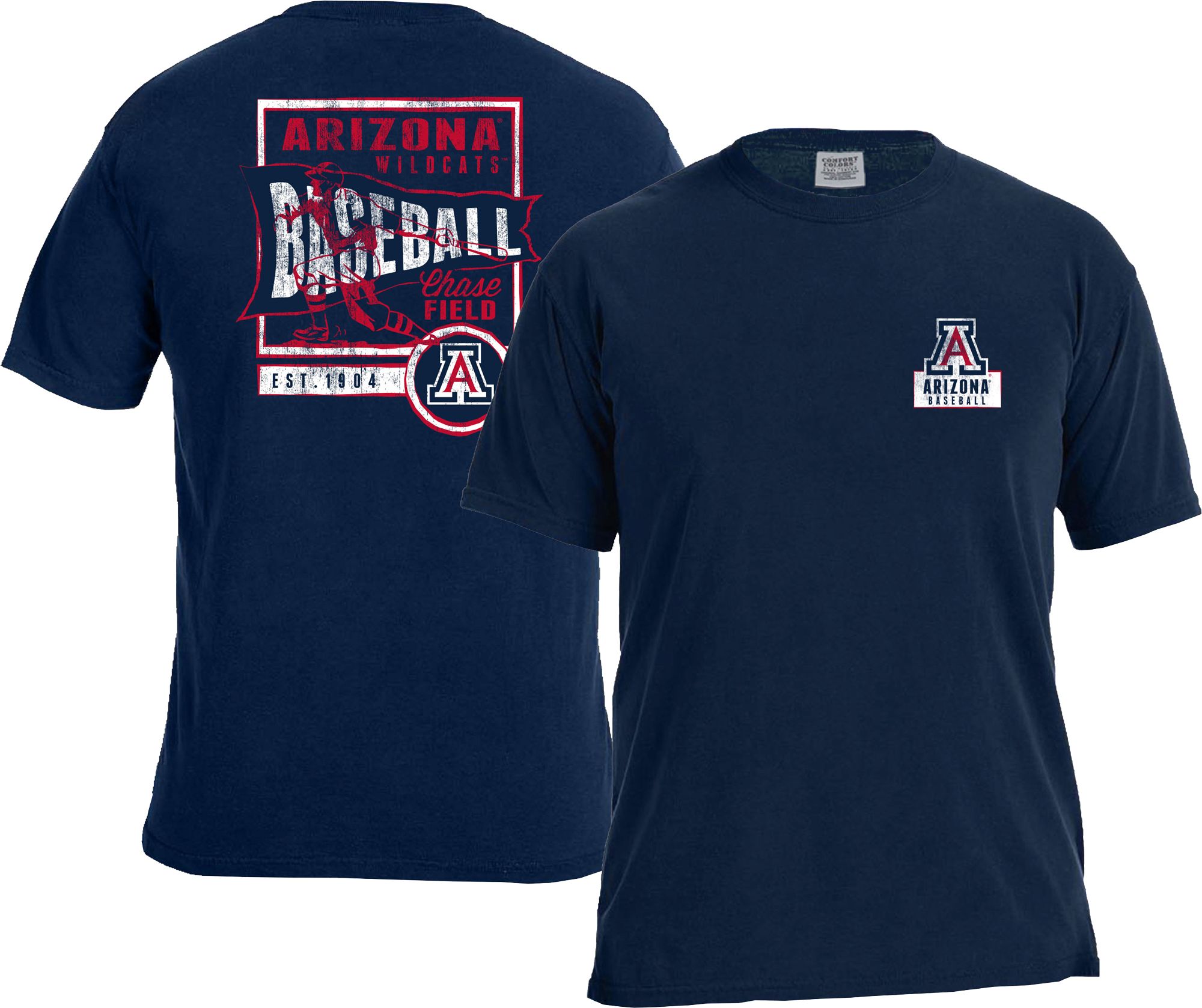 Image One Men's Arizona Wildcats Navy Baseball Flag T-Shirt product image