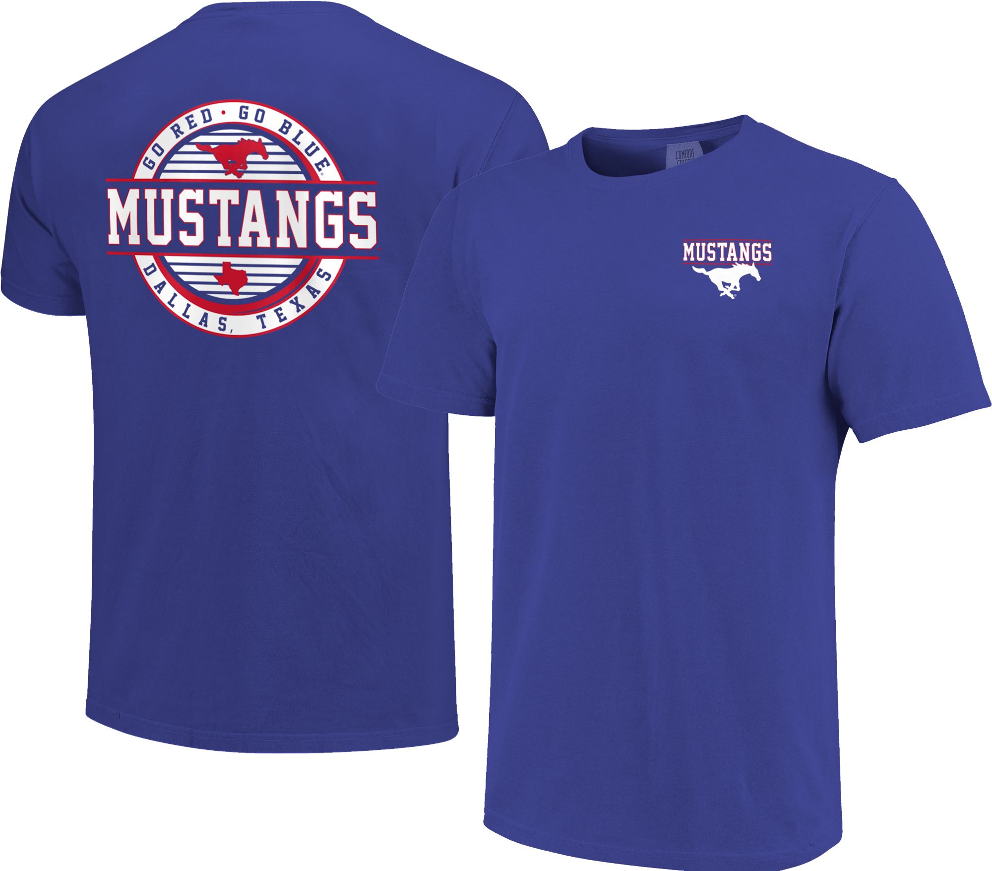 Image One Men's Southern Methodist Mustangs Blue Striped Stamp T-Shirt product image