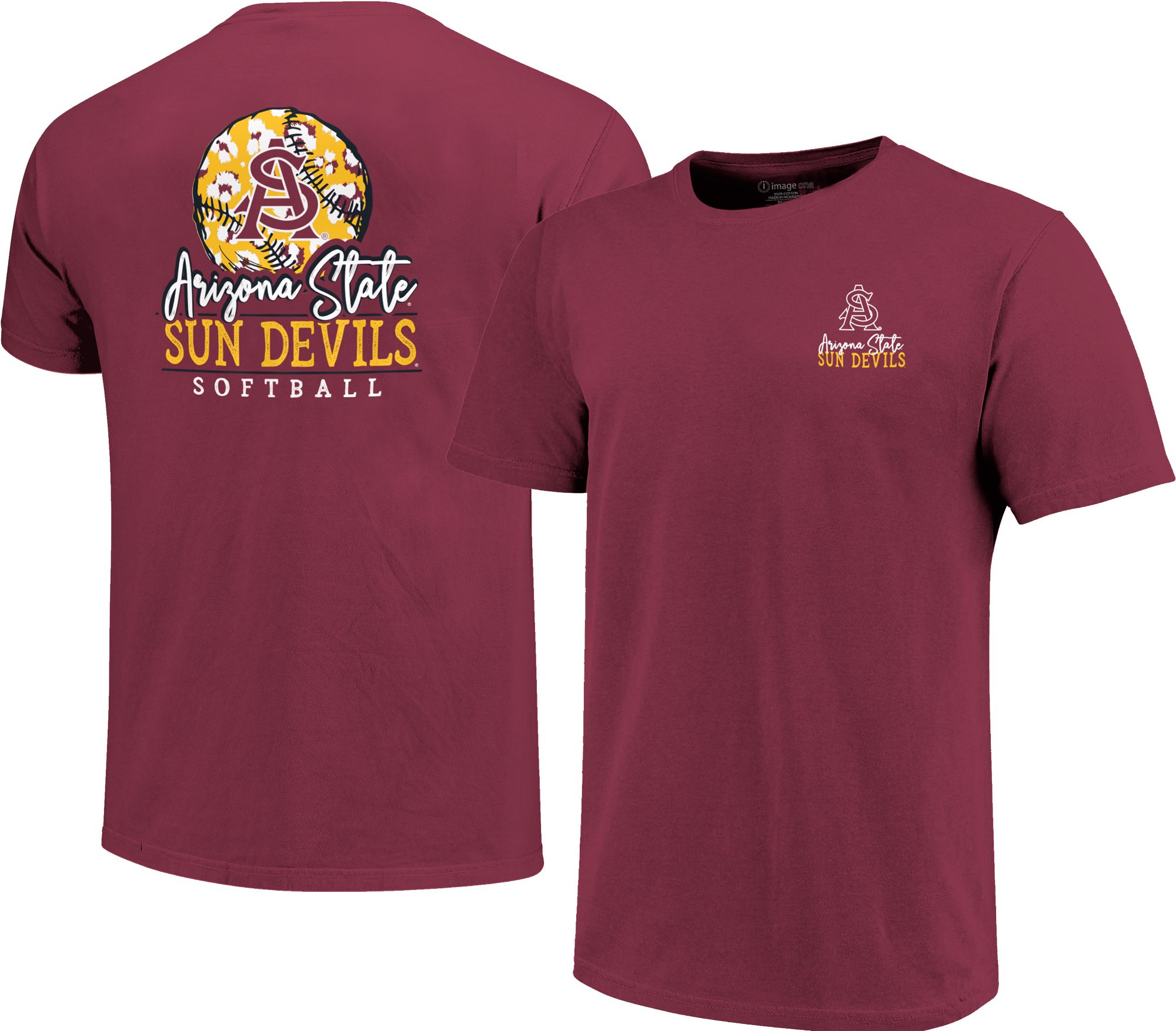 Image One Women's Arizona State Sun Devils Pattern Script Softball T-Shirt product image