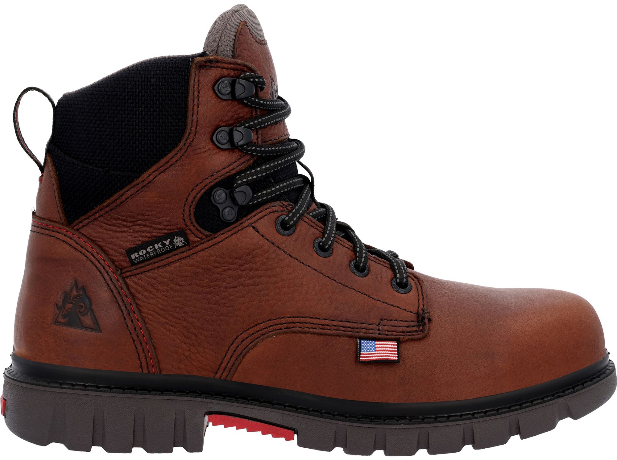 thumbnail interactive-video image 1 of ROCKY Worksmart RKK0245 Men's Composite Toe Waterproof Work Boot – Brown Leather 1 of 2